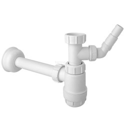 McALPINE Syfon umywalkowy butelkowy "nis ki" 11/4"x32mm z podłącz.pralki lub zmywarki  bez spustu