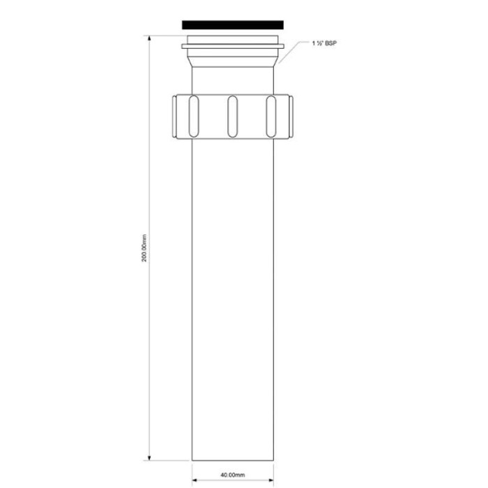 McALPINE Przedłużka do syfonu zlewozmywa kowego 11/2"x40mm L-200mm