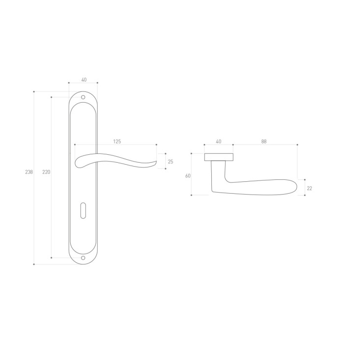 Klamka drzwiowa NICOLE 72mm – WC – Patyna