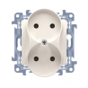SIMON Gniazdo wtyczkowe bez uziemieniem  podwójne (moduł) 16A, 250V~, zaciski śrubowe  krem