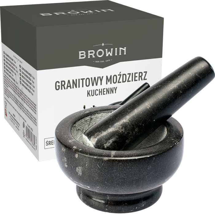 BROWIN Granitowy moździerz kuchenny - 10 cm, z tłuczkiem