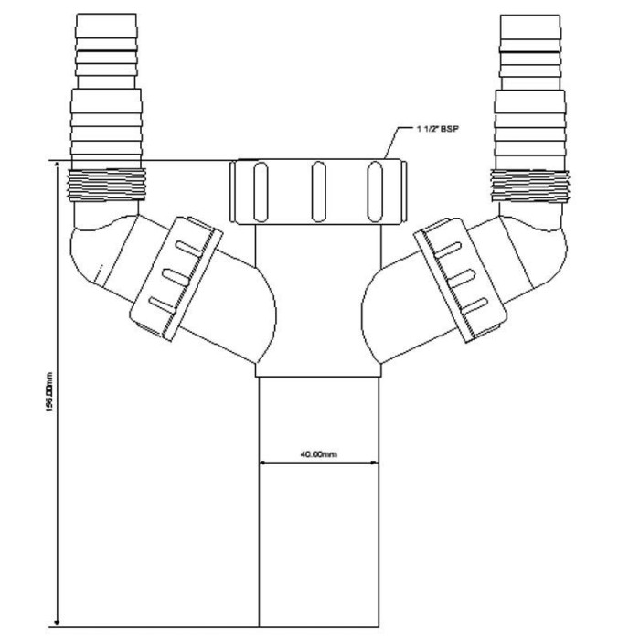 McALPINE Przedłużka do syfonu zlewozmywa kowego 11/2"x40mm z podłączeniem do pralki i zmywarki