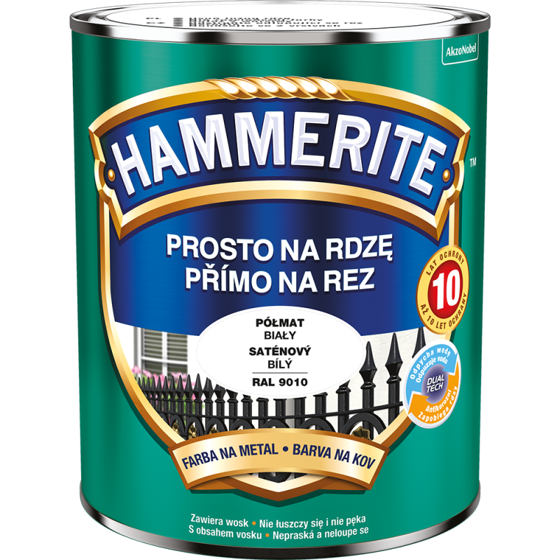 Hammerite Prosto Na Rdzę Biały Półmat RAL 9010 0,7L