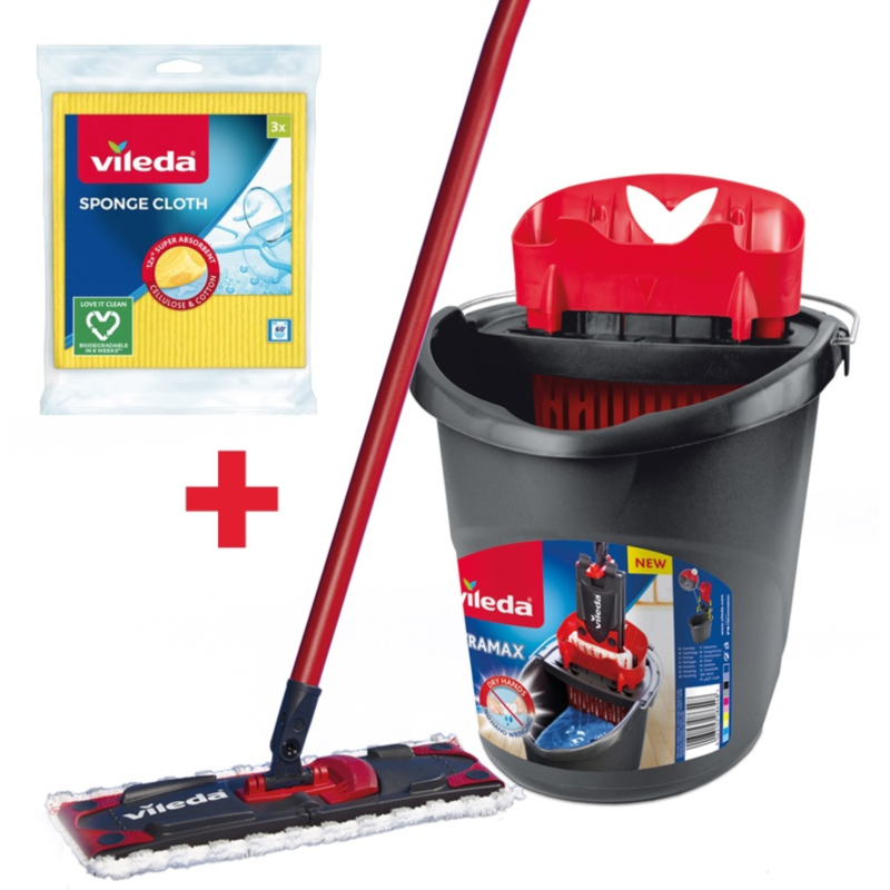 Zestaw Ultramax BOX mop płaski wiadro - GRATIS pucerka 3 szt