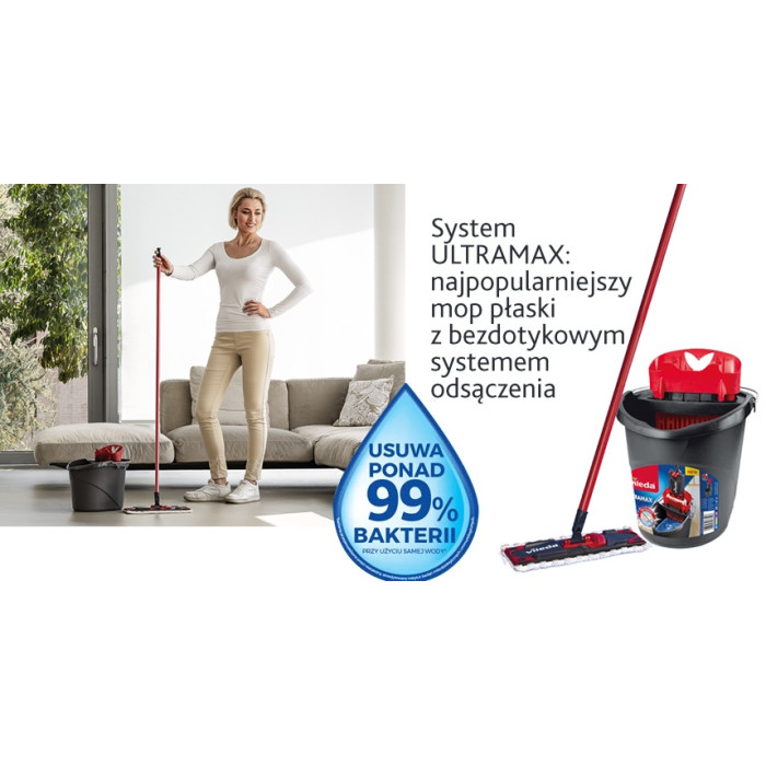 Zestaw Ultramax BOX mop płaski wiadro - GRATIS pucerka 3 szt