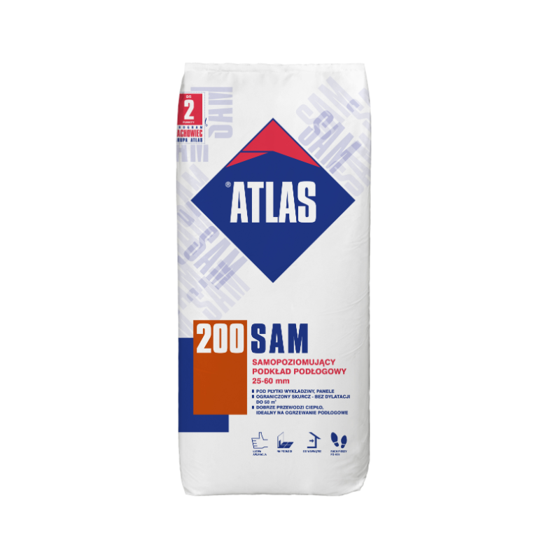 SAMOPOZIOMUJĄCY PODKŁAD PODŁOGOWY 25–60 MM SAM 200 25 KG ATLAS